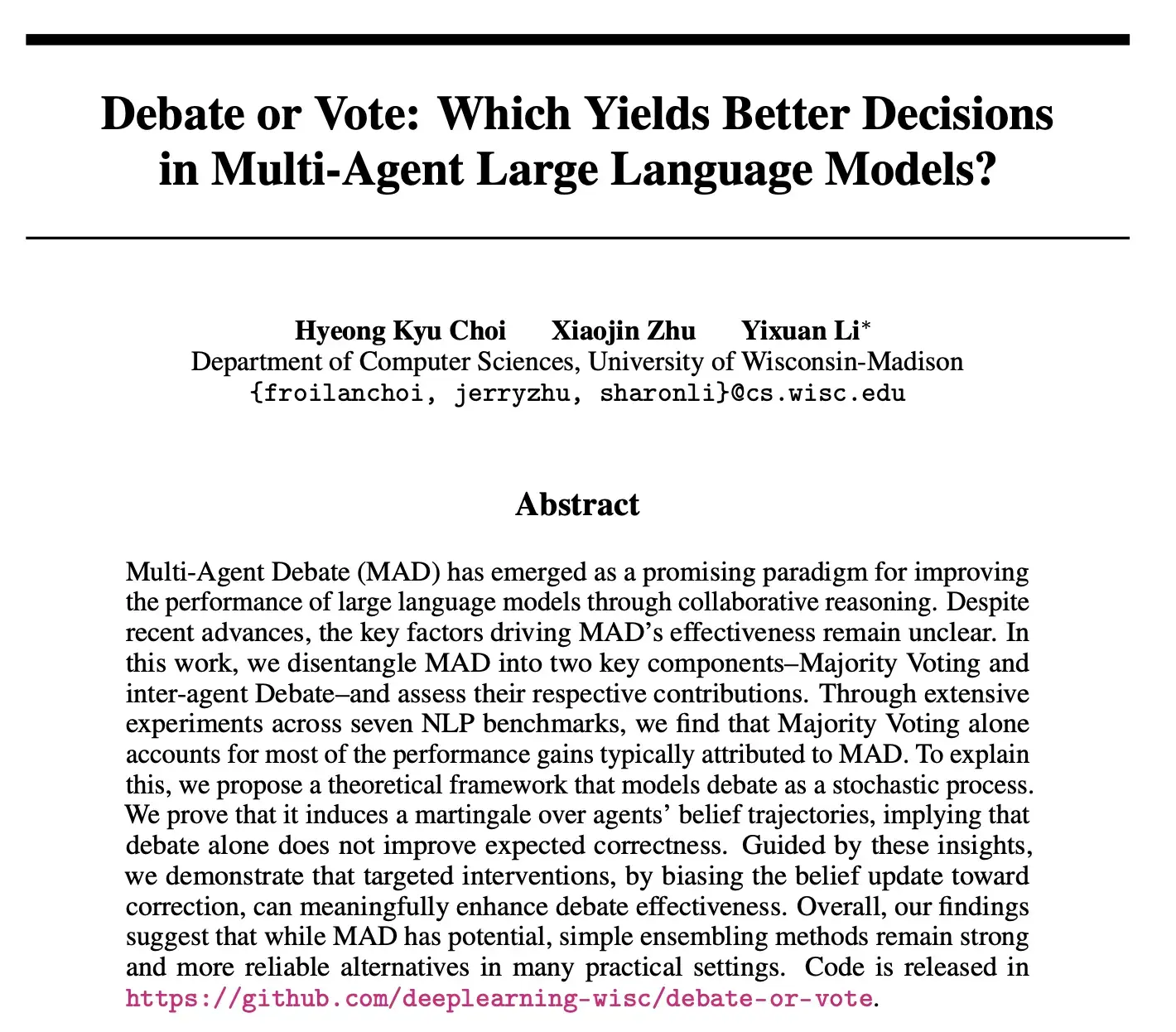 Debate or Vote
